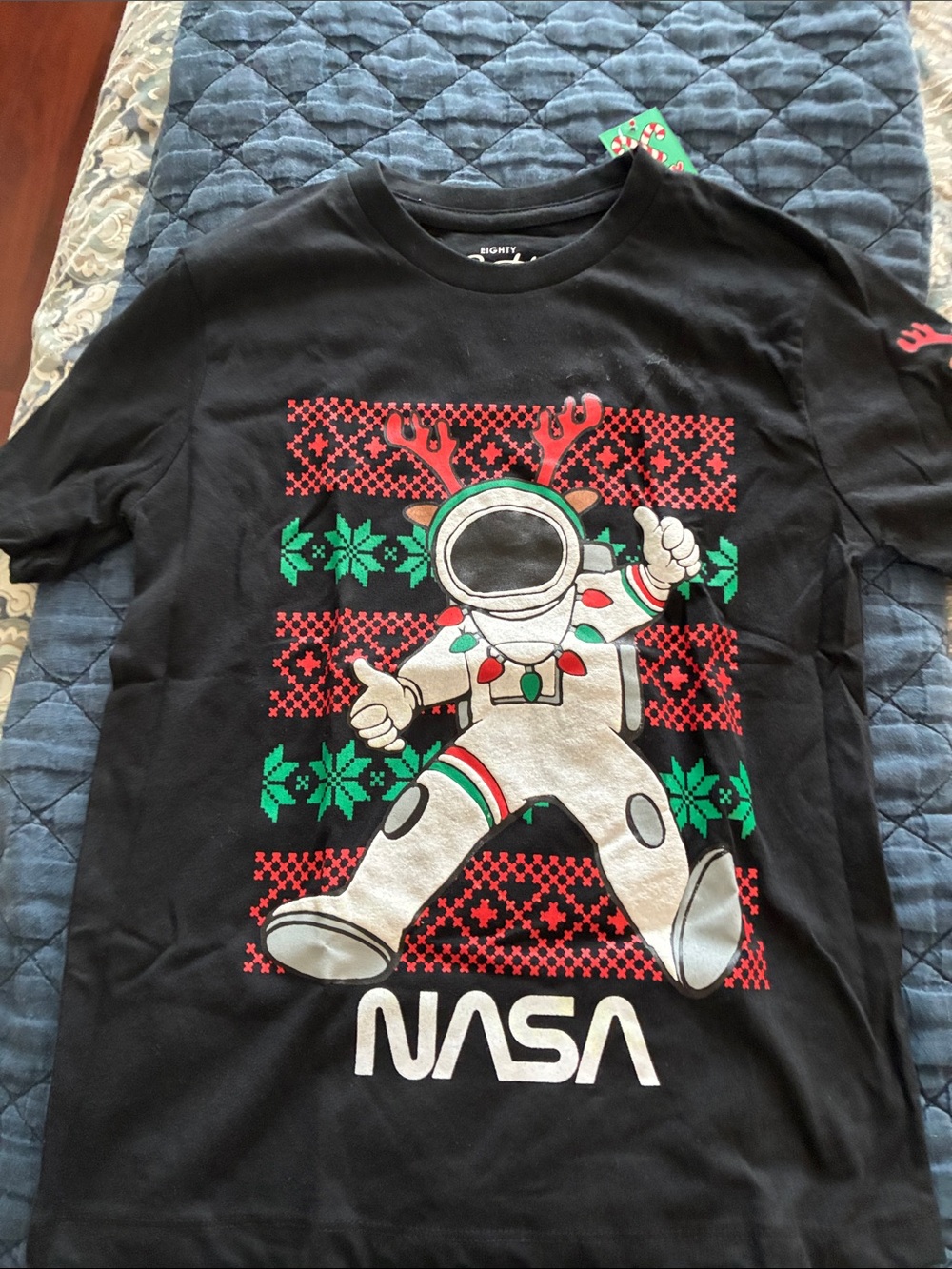 Kids Black Holiday Astronaut Graphic Tee NASA